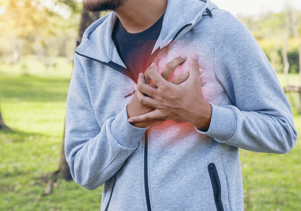 holding heart after a run